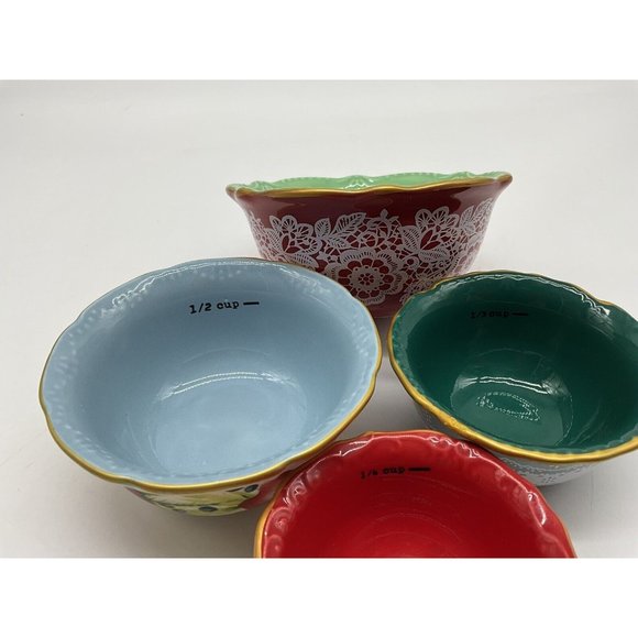 Pioneer Woman ~ Set Of 4 Nesting Measuring Bowls ~ Vintage Floral Kitchenware - Picture 12 of 16